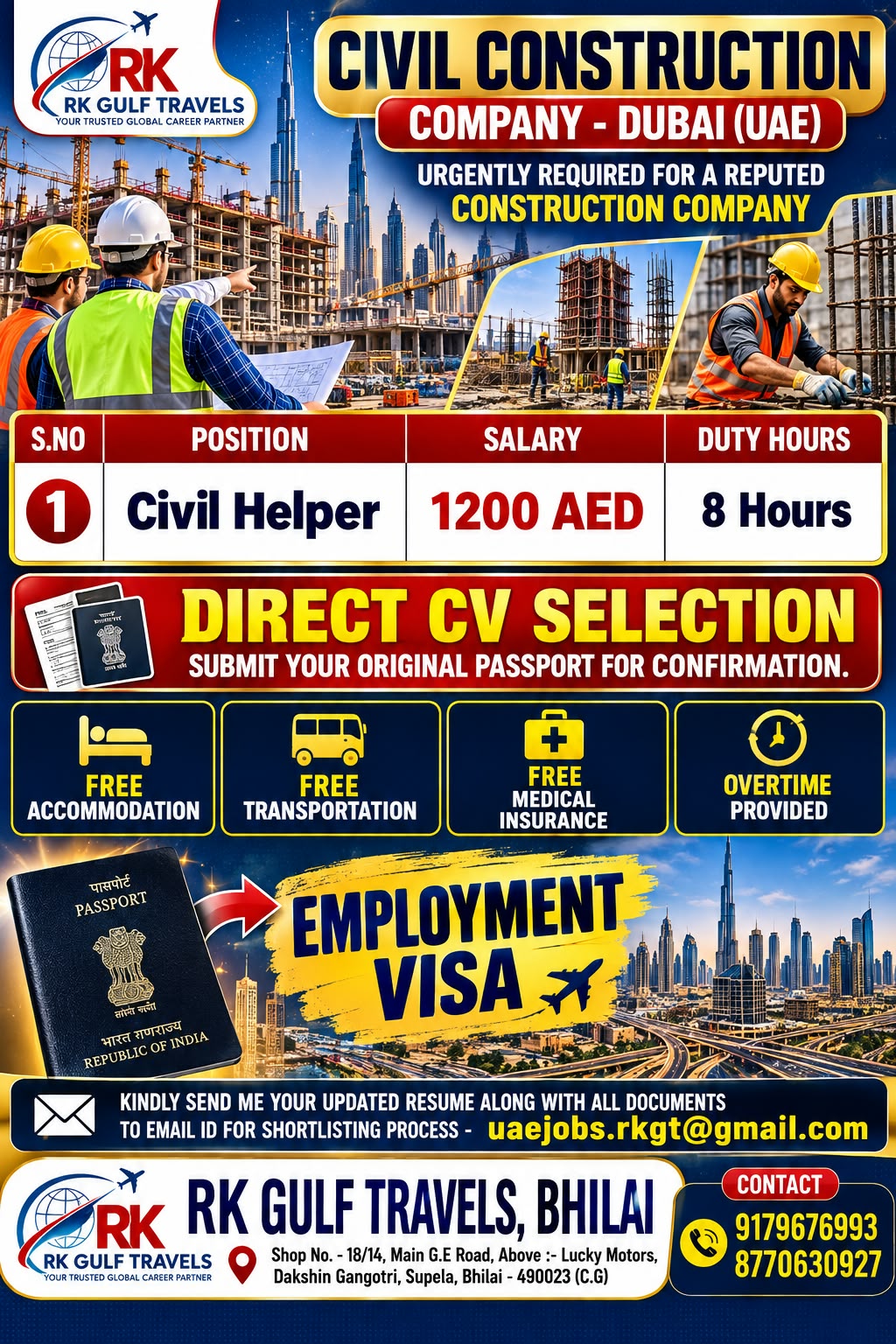 HIRING FOR A LEADING CIVIL CONSTRUCTION COMPANY – DUBAI.