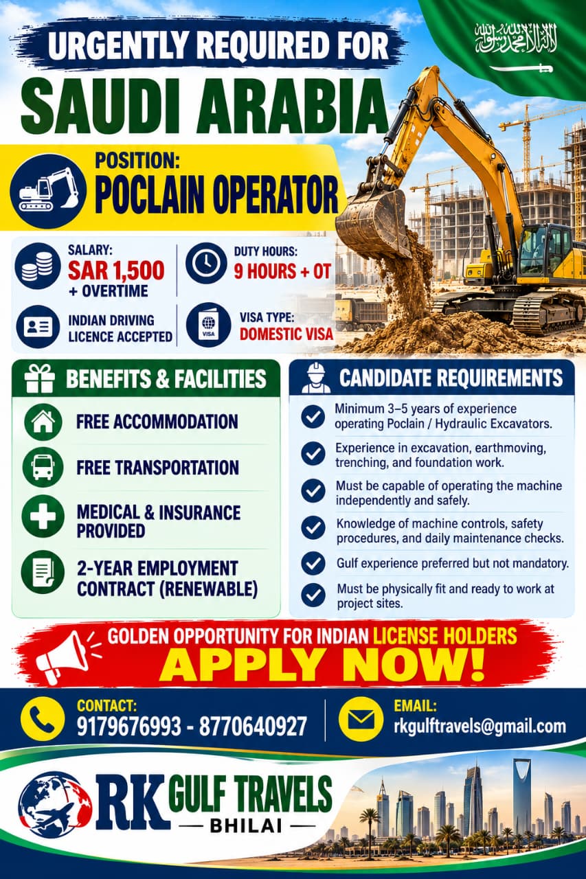 HIRING FOR A LEADING CONSTRUCTION COMPANY – SAUDI ARABIA.