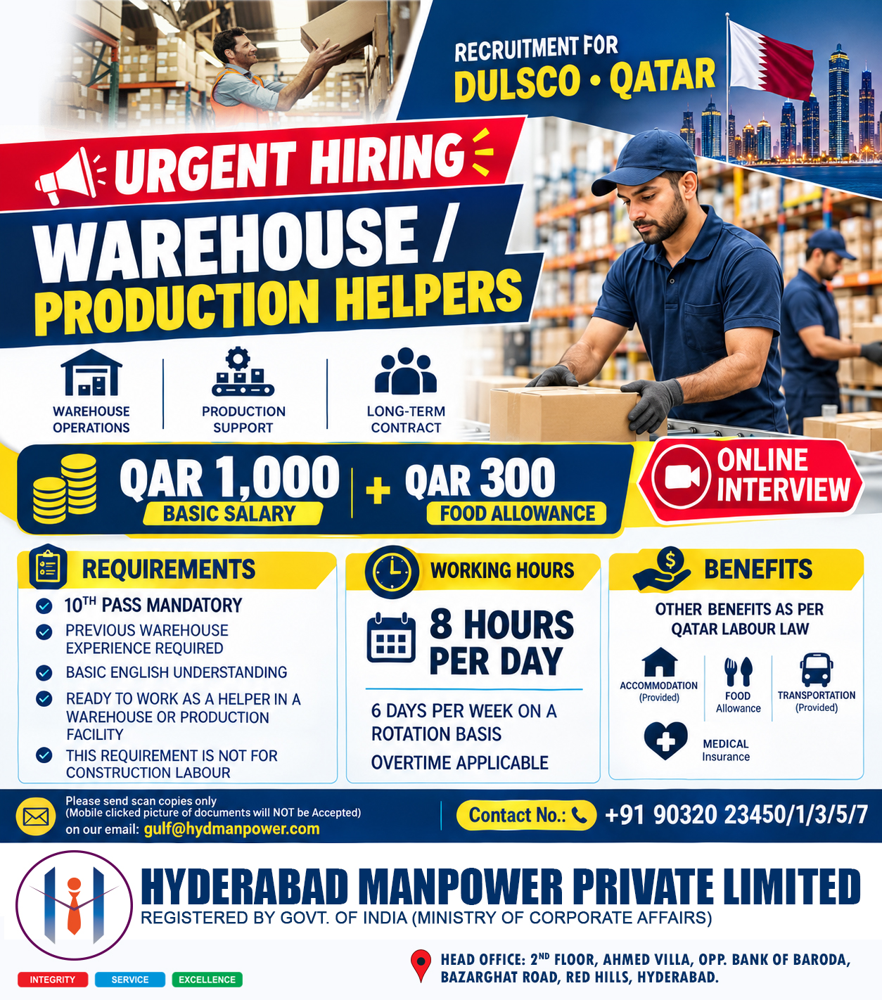 🚨 URGENT HIRING – DULSCO, QATAR 🇶🇦