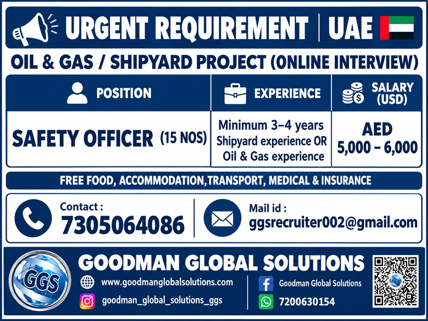 UAE – OIL & GAS PROJECT DIRECT CLIENT INTERVIEW IN CHENNAI @ OCT 3rd WEEK