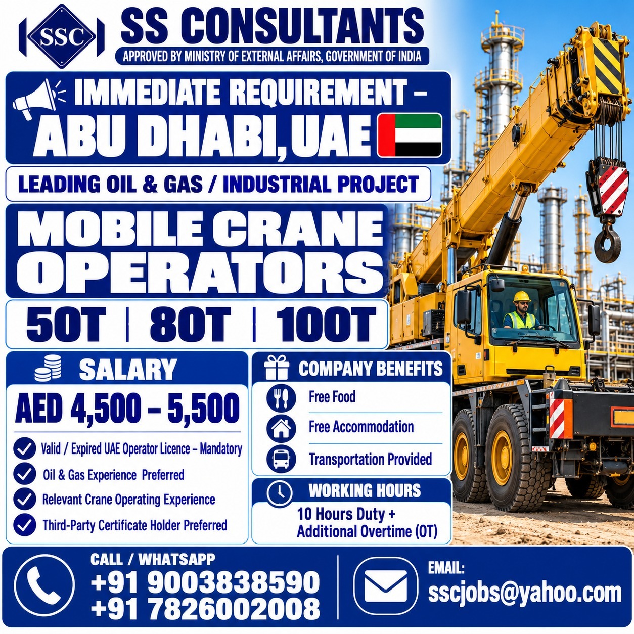 Mobile Crane Operator Jobs Abu Dhabi 2026 – AED 4,500–5,500