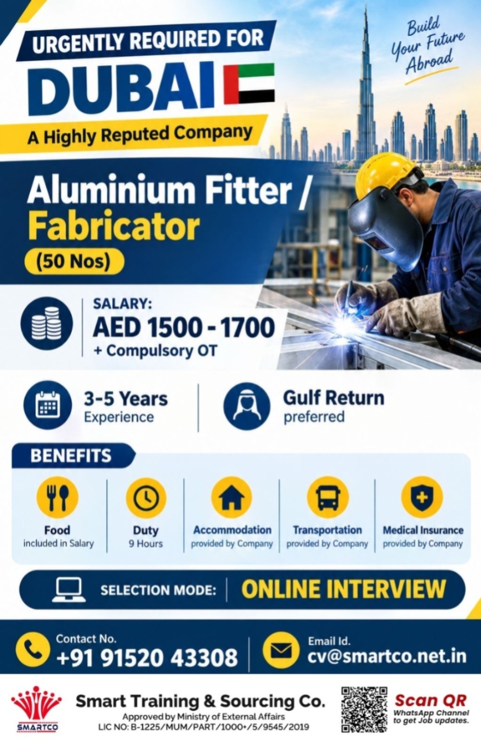 URGENTLY REQUIRED FOR DUBAI  A Highly Reputed Company