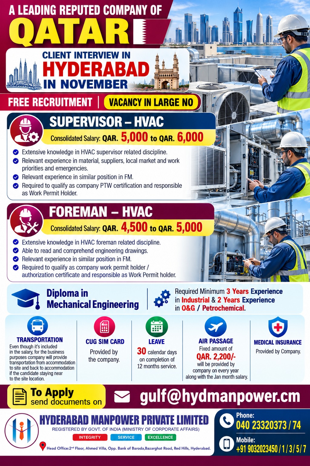 🚨 URGENT HIRING – QATAR 🇶🇦