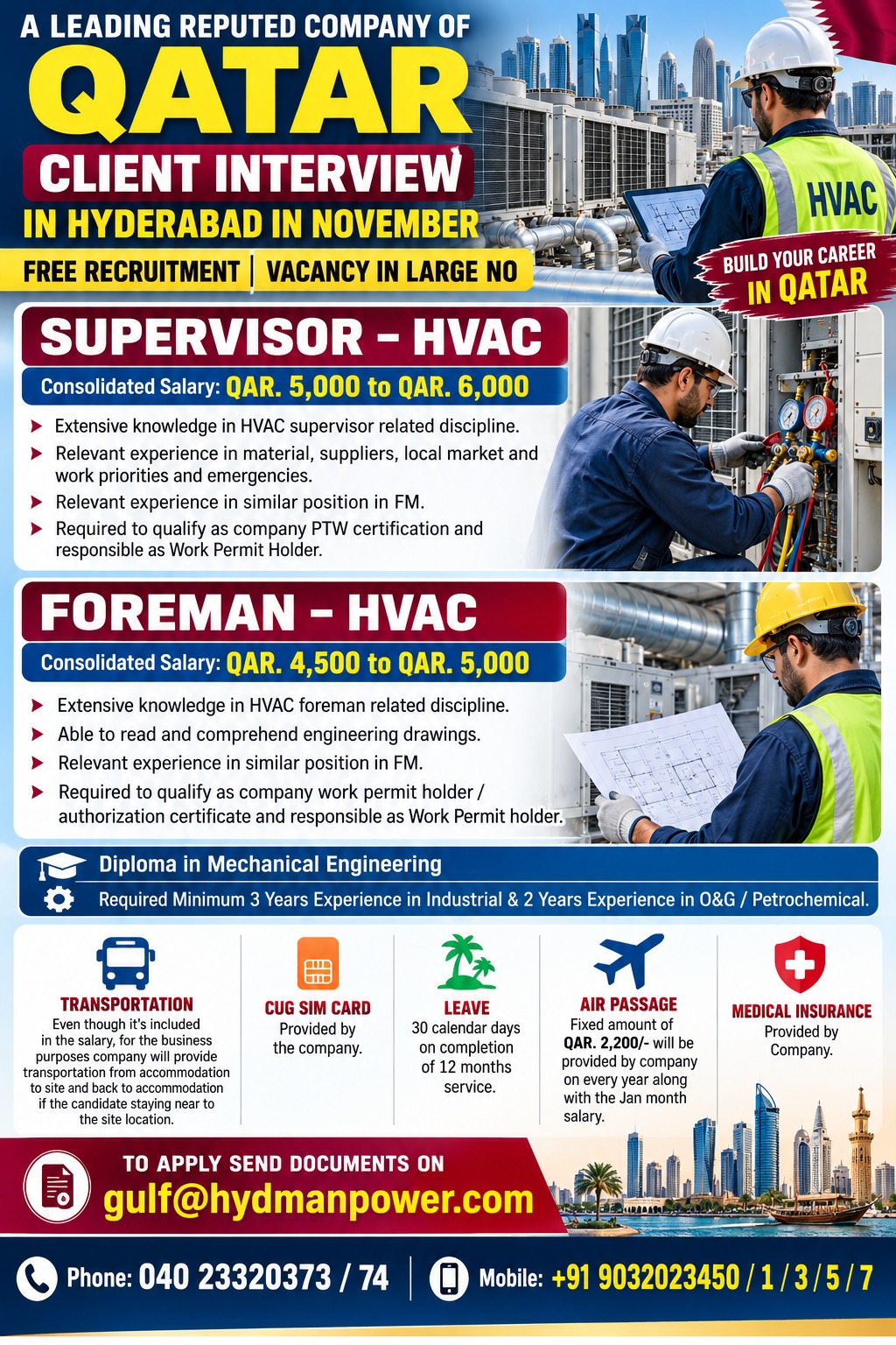 🇶🇦 URGENT HIRING – QATAR 🇶🇦