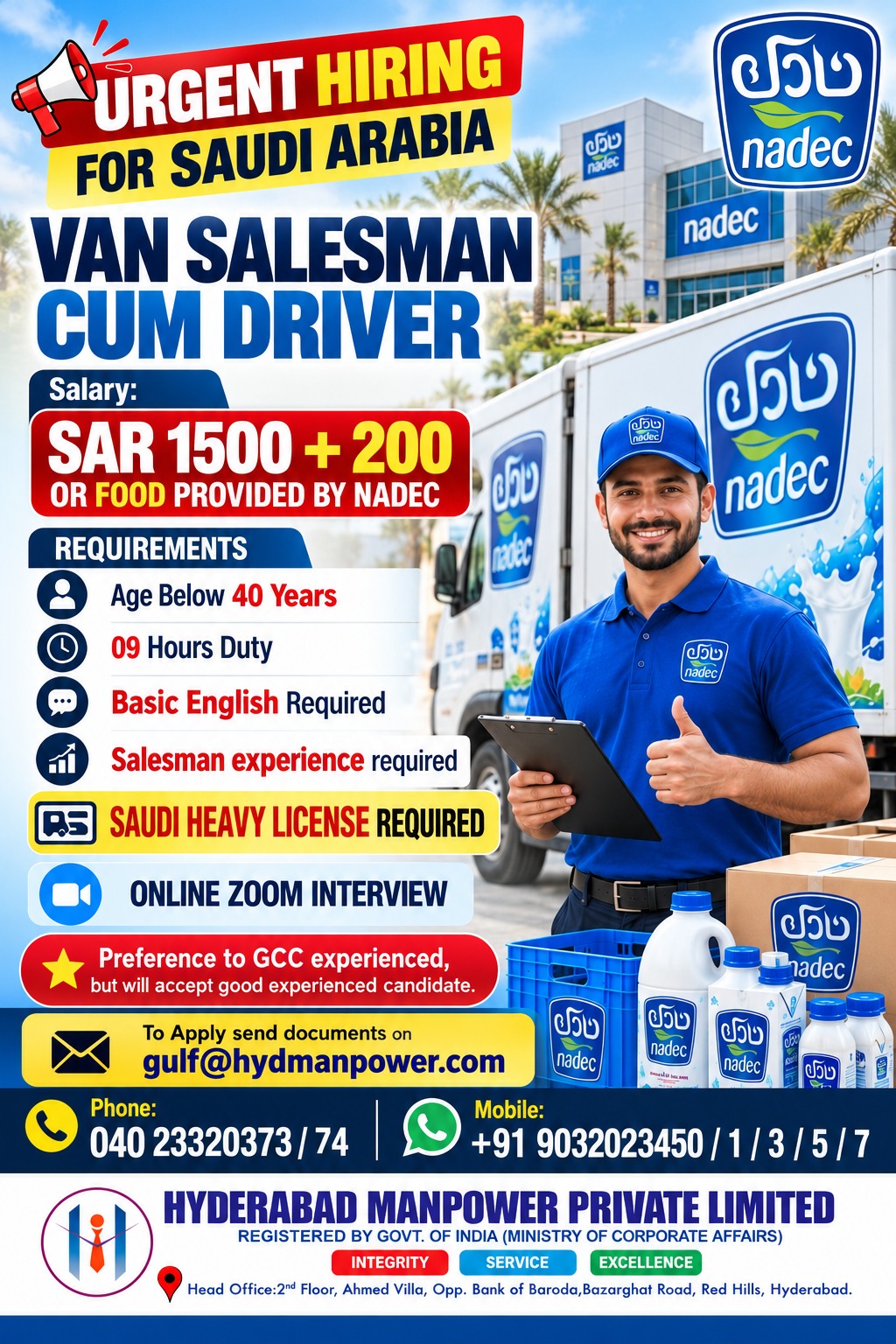 🚚 VAN SALESMAN CUM DRIVER – NADEC