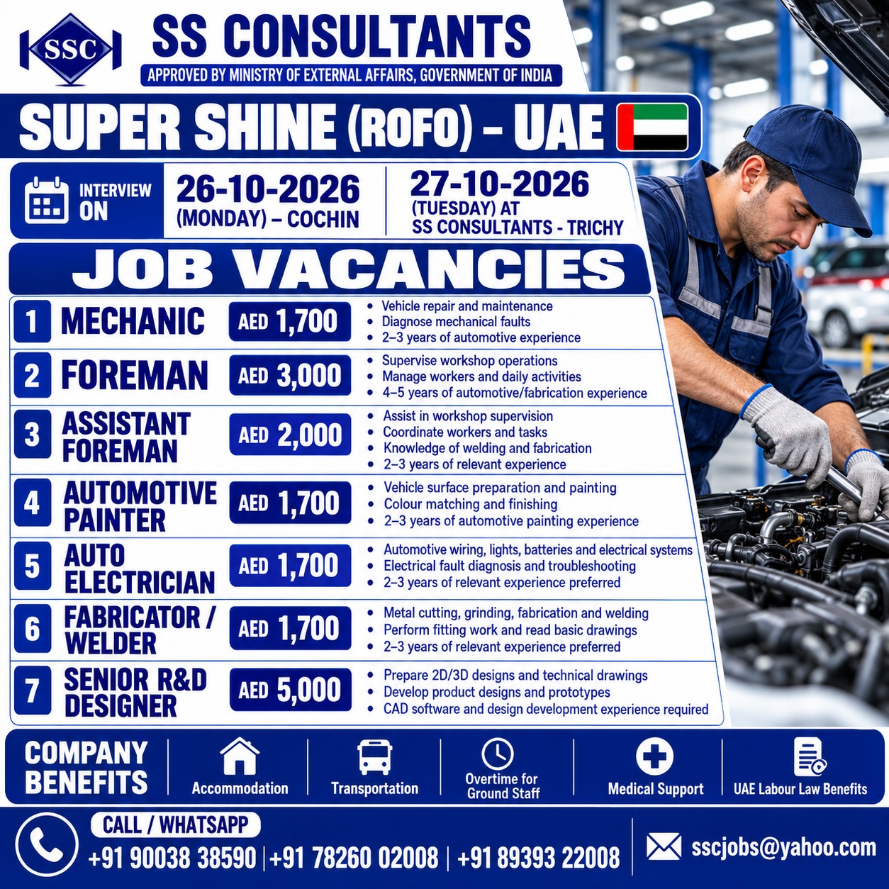 Super Shine (ROFO) UAE Jobs 2026 – Cochin & Trichy Interview