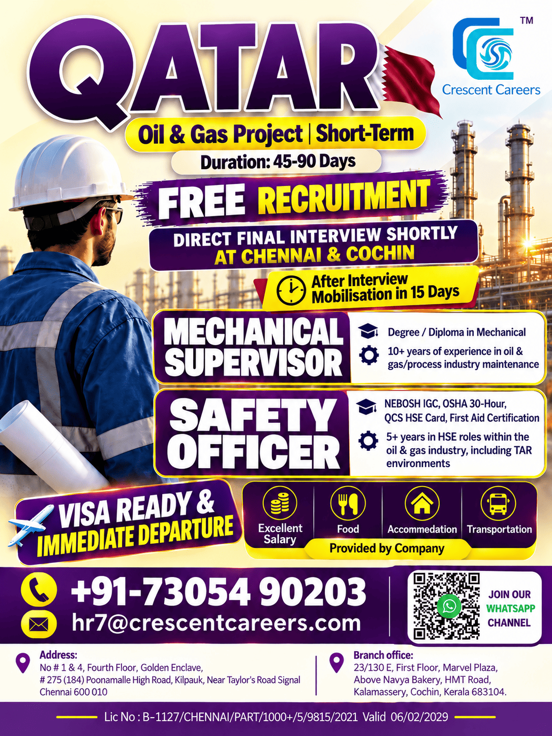 🚨 IMMEDIATE DEPARTURE – 🇶🇦 QATAR | OIL & GAS PROJECT