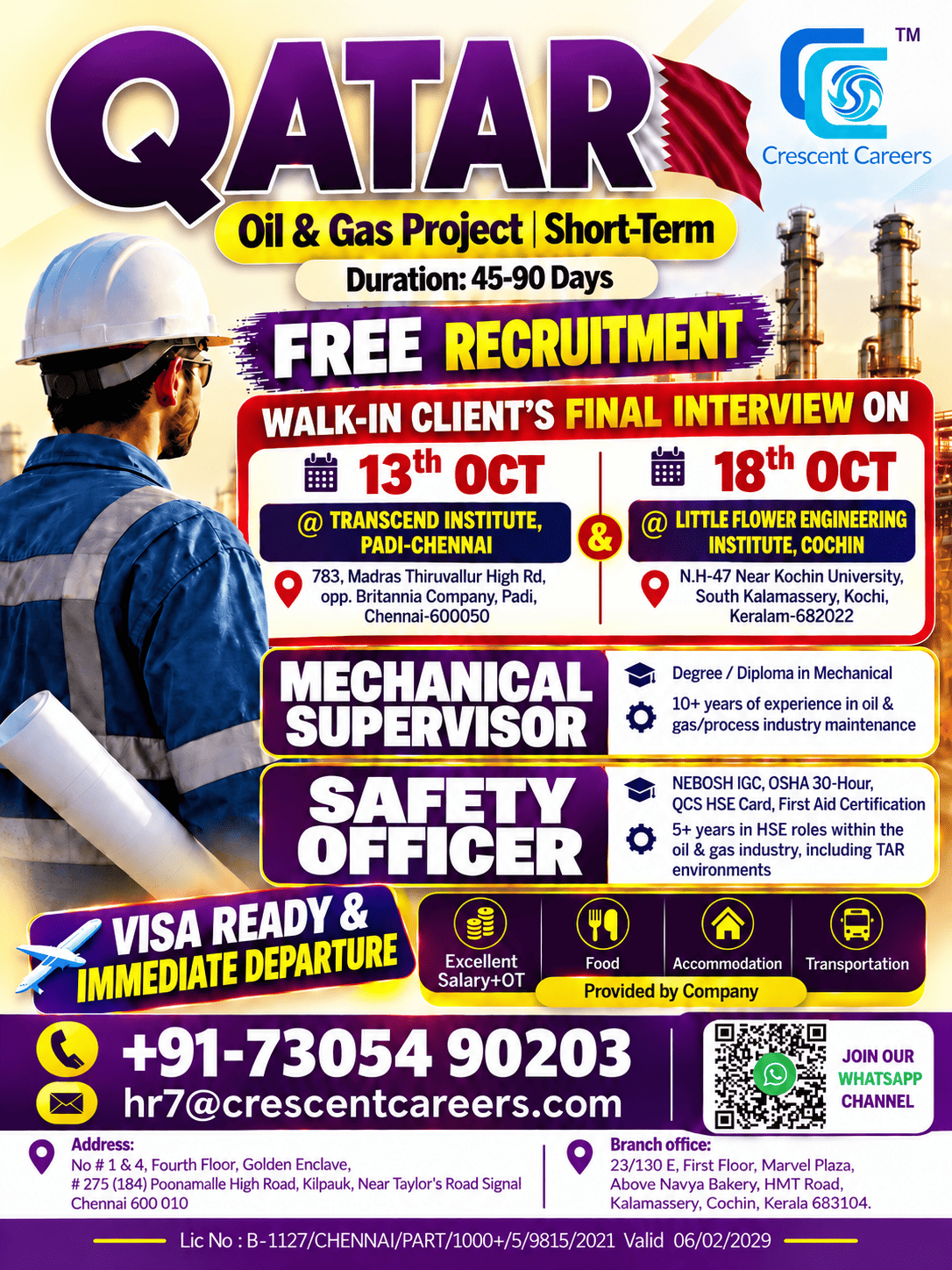 🚨 IMMEDIATE DEPARTURE – 🇶🇦 QATAR | OIL & GAS PROJECT