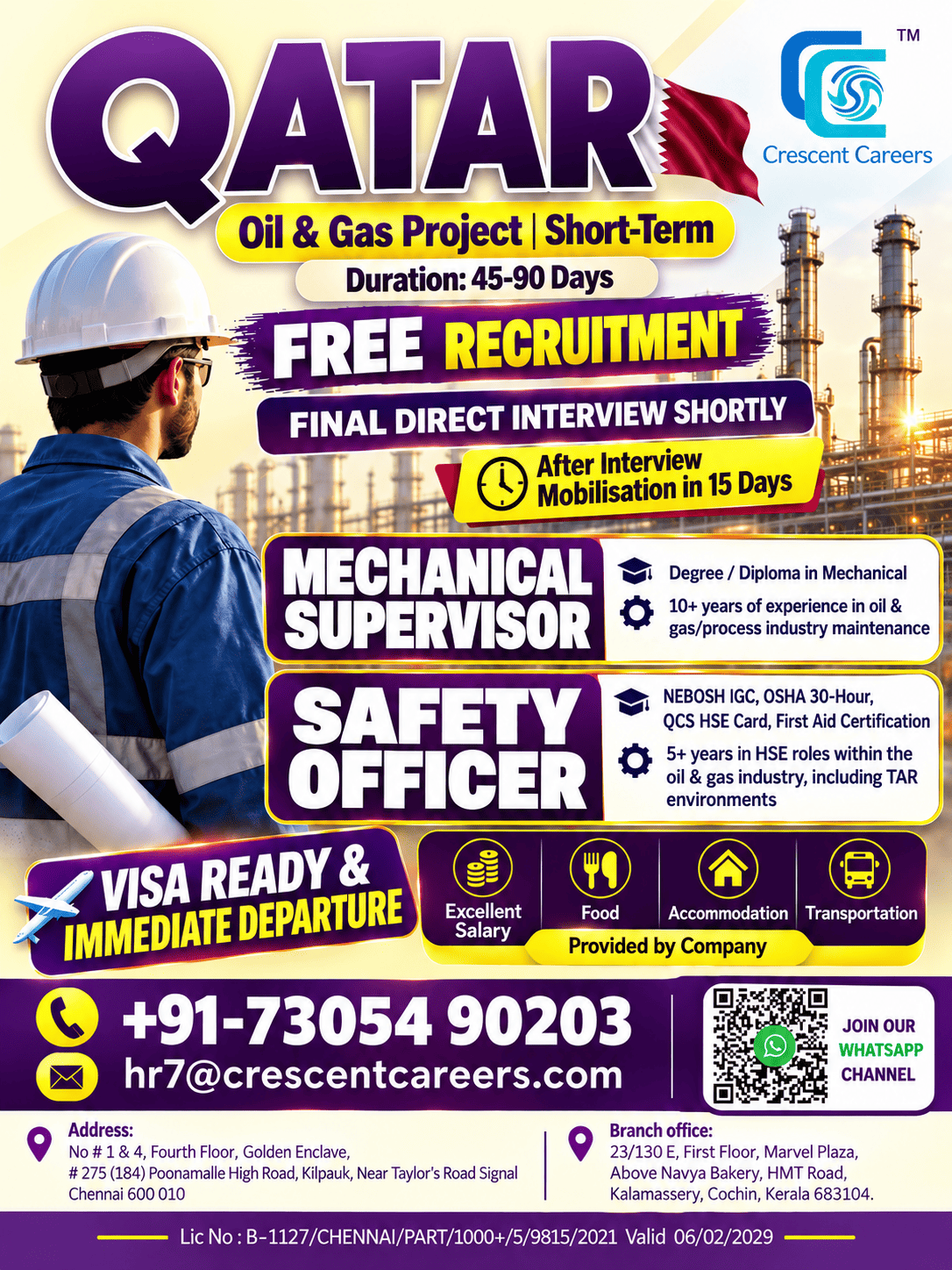 🚨 IMMEDIATE DEPARTURE – 🇶🇦 QATAR | OIL & GAS PROJECT