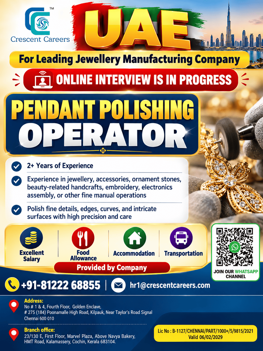🇦🇪 UAE JOB OPPORTUNITY – PENDANT POLISHING OPERATORS NEEDED! 💎✨