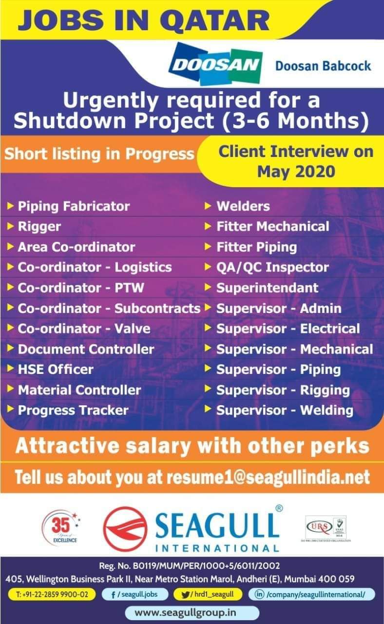 URGENTLY REQUIRED FOR A SHUTDOWN PROJECT