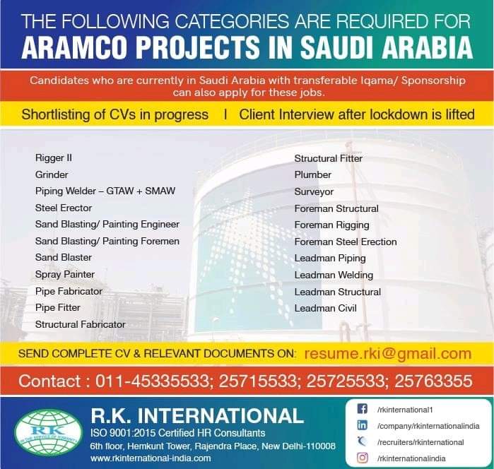 REQUIREMENT FOR ARAMCO PROJECTS IN SAUDI ARABIA