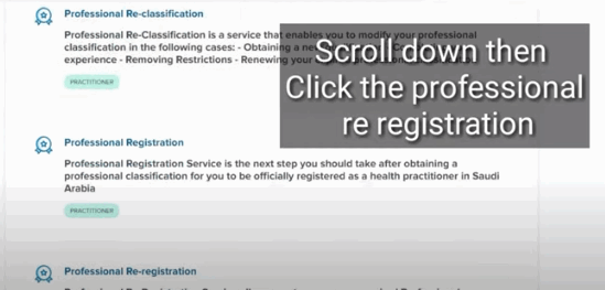 Professional re registration