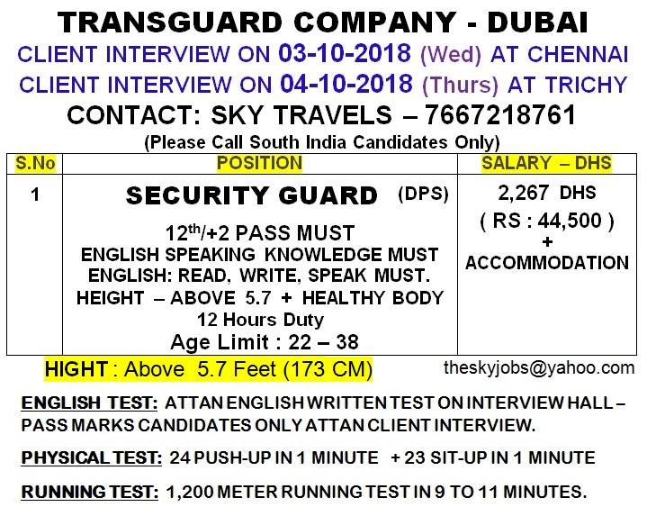 TRANSGUARD COMPANY – DUBAI SECURITY JOBS