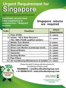 Jobs For Singapore From India